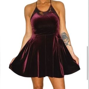 Free People Velvet Lace Mini Dress Size X
Small Purple